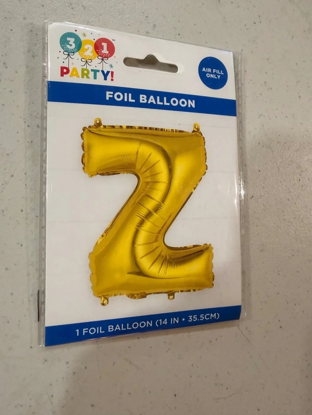 321 Party! Gold Foil Balloon Letter Z - 14 Inch Air Fill Only